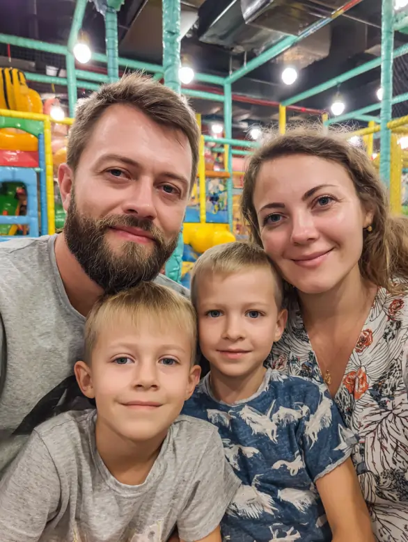 happy family with kids indoors